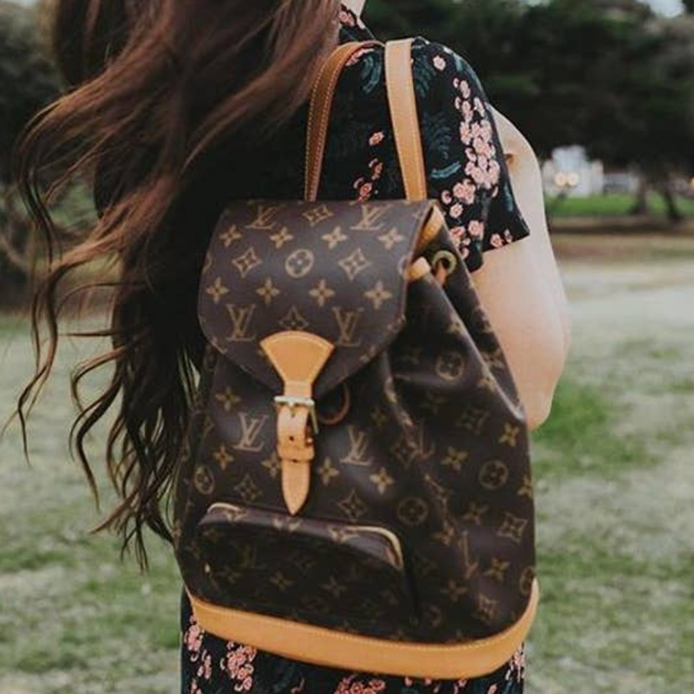 Louis Vuitton Classic Monogram Backpack in Rich Brown and Tan